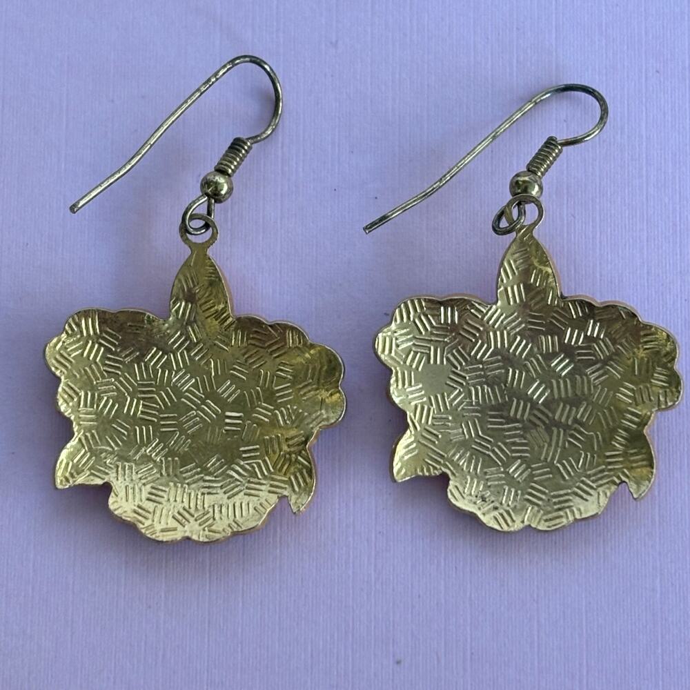 VINTAGE Cloisonné Enamel Floral Dangle Earrings - Picture 5 of 5